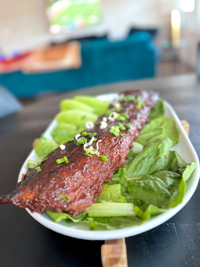 ribs on a bed of lettuce